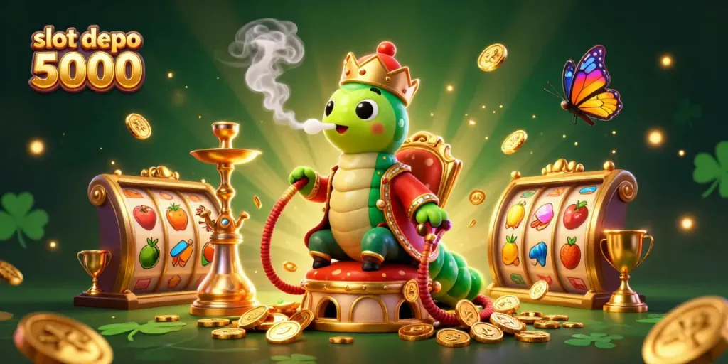 Experience the excitement of slot depo 5000 with vibrant casino elements in a dynamic 3D illustration.